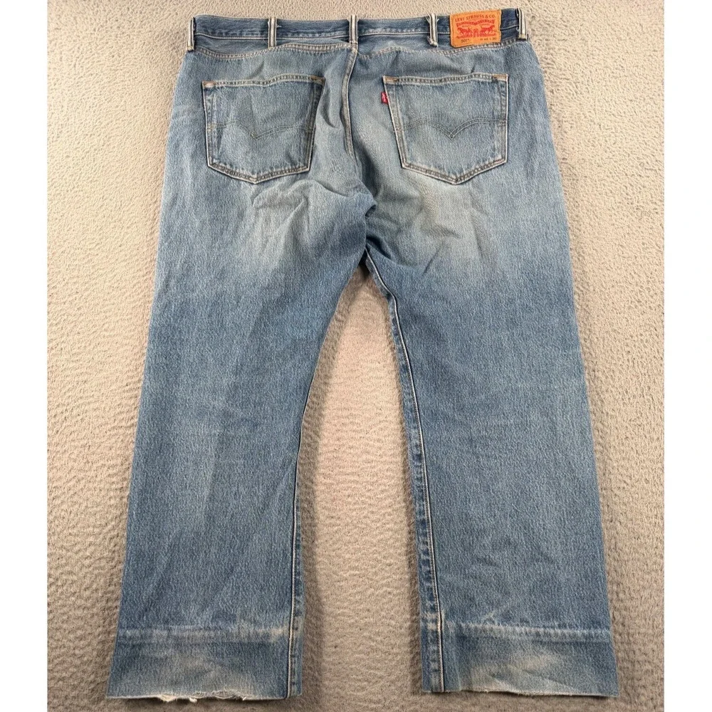 Levi's 501 Jeans Men's 42x28 Blue Denim Pocket Distressed High Rise Straight Leg